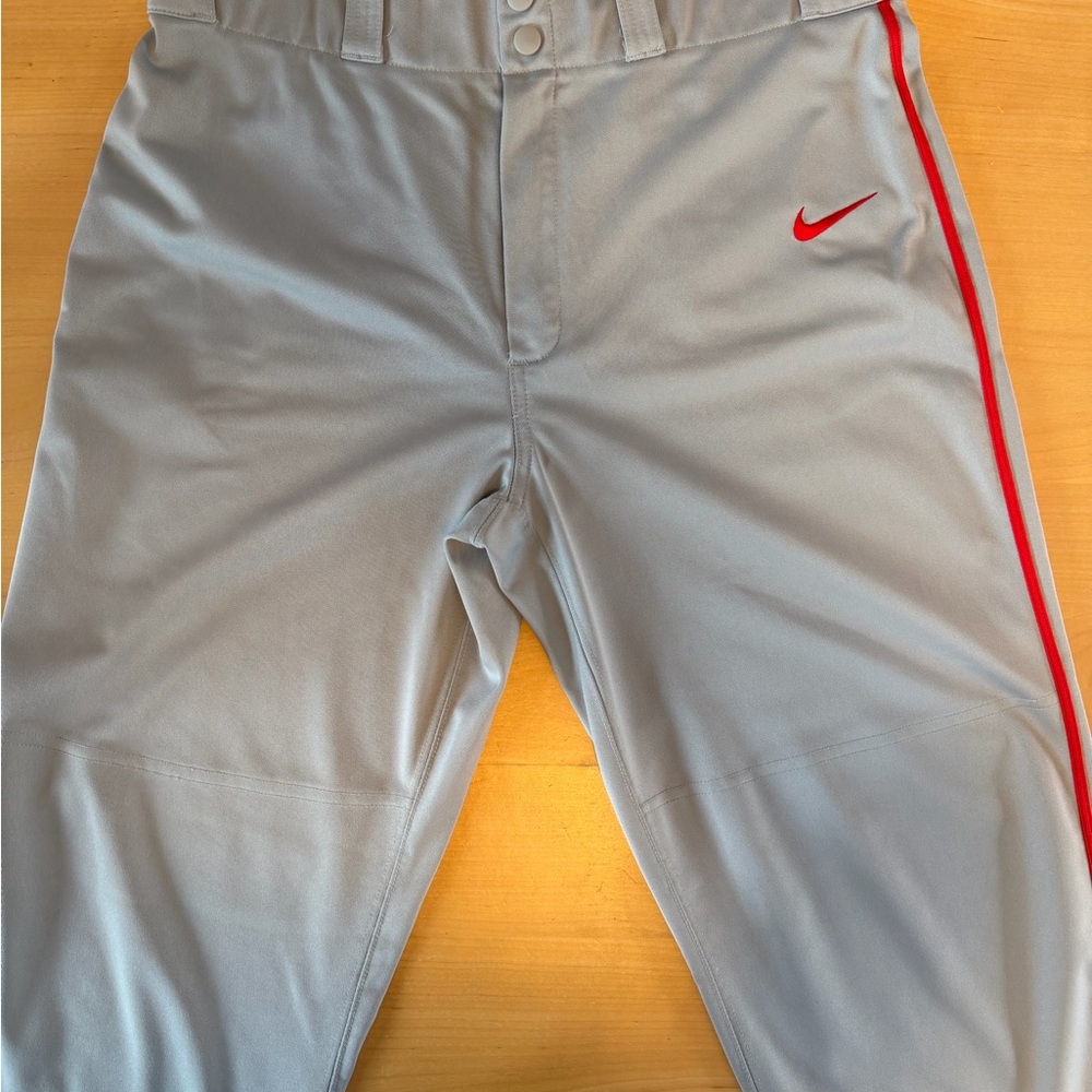 Men’s Nike Baseball Pants Light Gray with Red Accents size M dri fit EUC! - Picture 5 of 8
